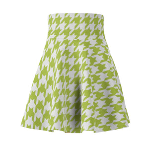 Women's Green Hounds-tooth Skater Skirt