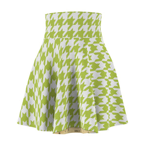 Women's Green Hounds-tooth Skater Skirt